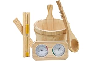 Bothyi Sauna Accessories Set Bucket 4L Sturdy Flower Pot Versatile Ladle Sand Timer for Home Bathroom SPA Swimming Pool