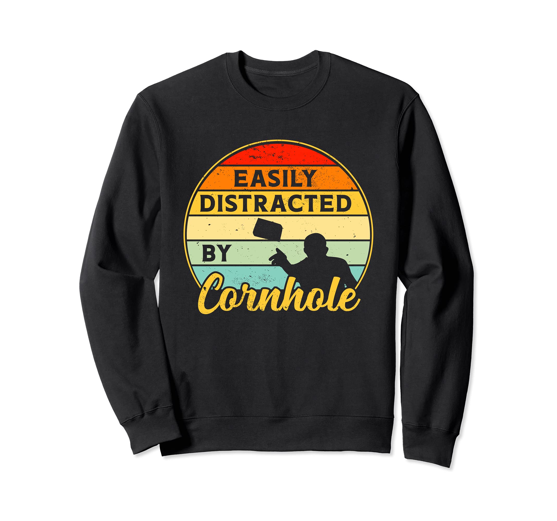 Cornhole Easily Distracted Vintage Retro Team Tournament Sweatshirt