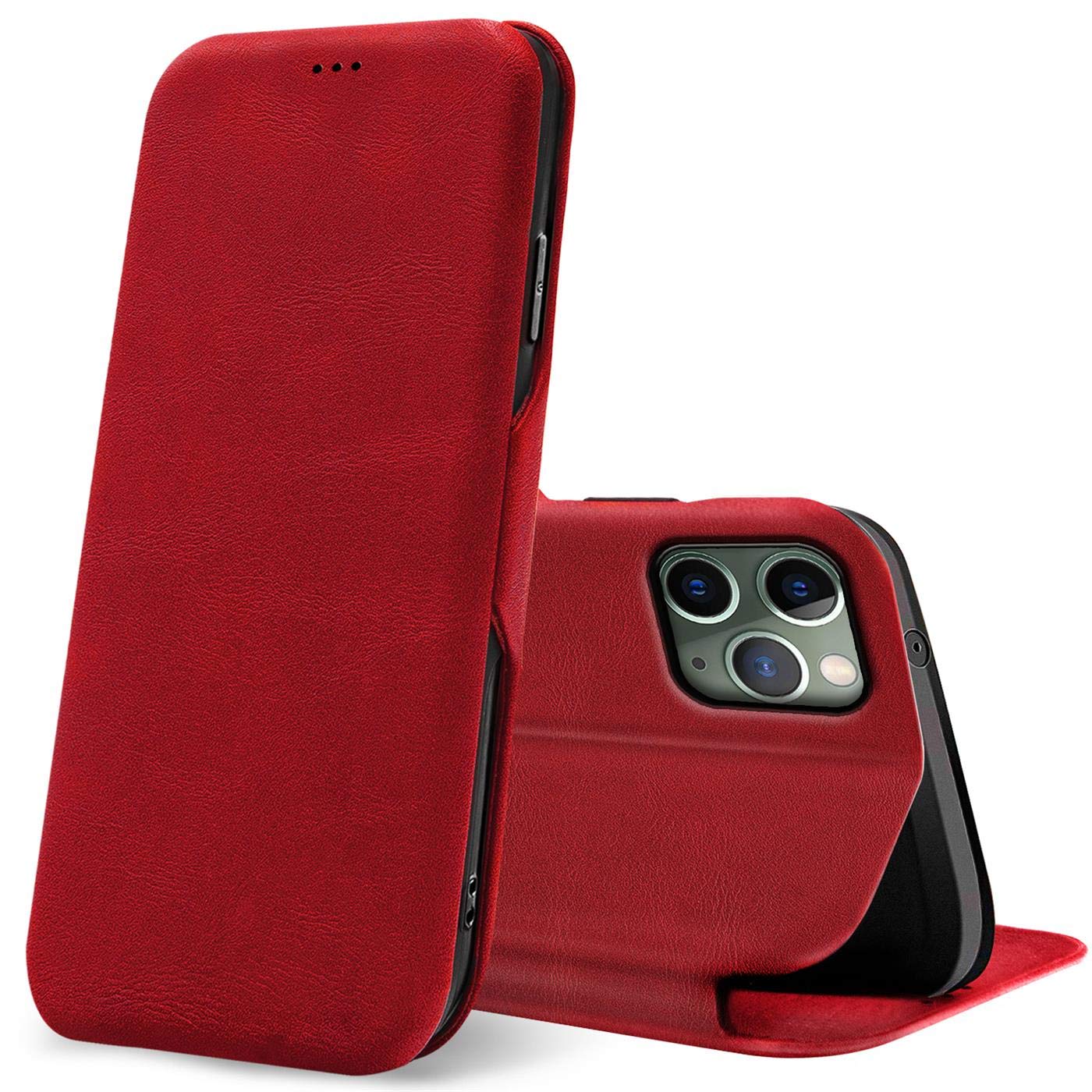 Verco Book Style for iPhone 11 Pro Case, Premium Magnetic Flip Cover for Apple iPhone 11 Pro Wallet Case with Card Slot [5.8 inch, Red