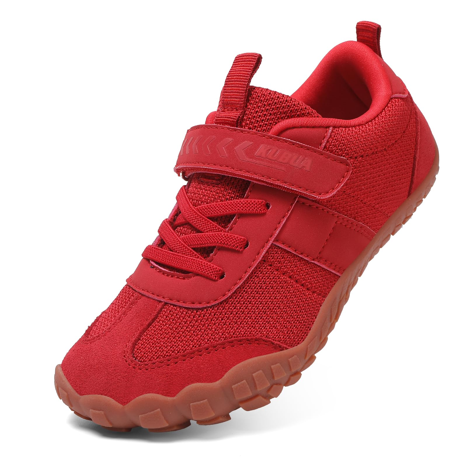KUBUA Boys Girls Sneakers Kids Barefoot Shoes Comfortable Anti-Slip Walking Shoes for Indoor Outdoor Tennis Running Hiking Training Red Brown 9 Toddler Image