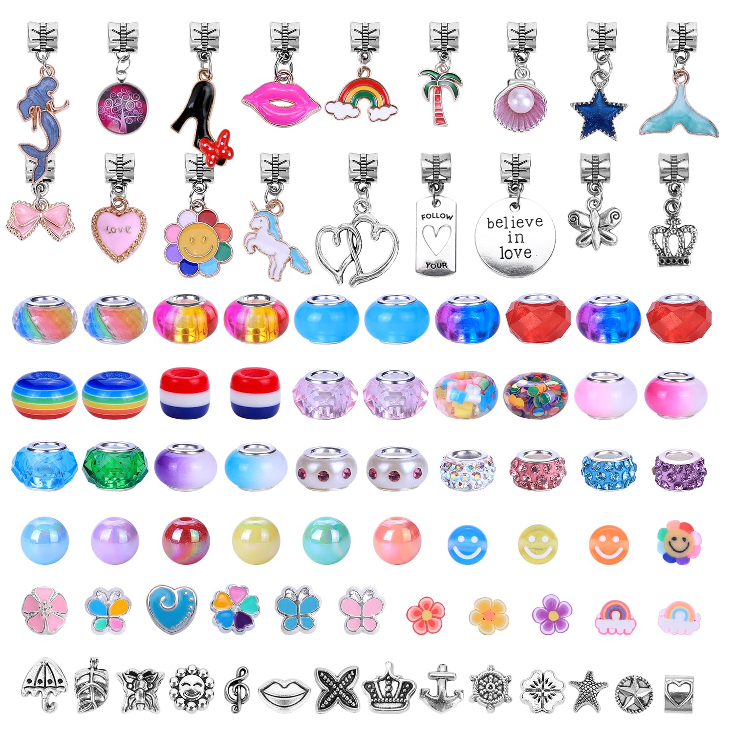 AIPRIDY 208 Pieces Charm Bracelet Making Kit,Unicorn Mermaid Crafts Gifts Set Can Inspires Imagination and Creativity,Jewelry Making Kit Perfect Gifts for Girls 5-12 Years Old (Pink+Aqua Unicorn)