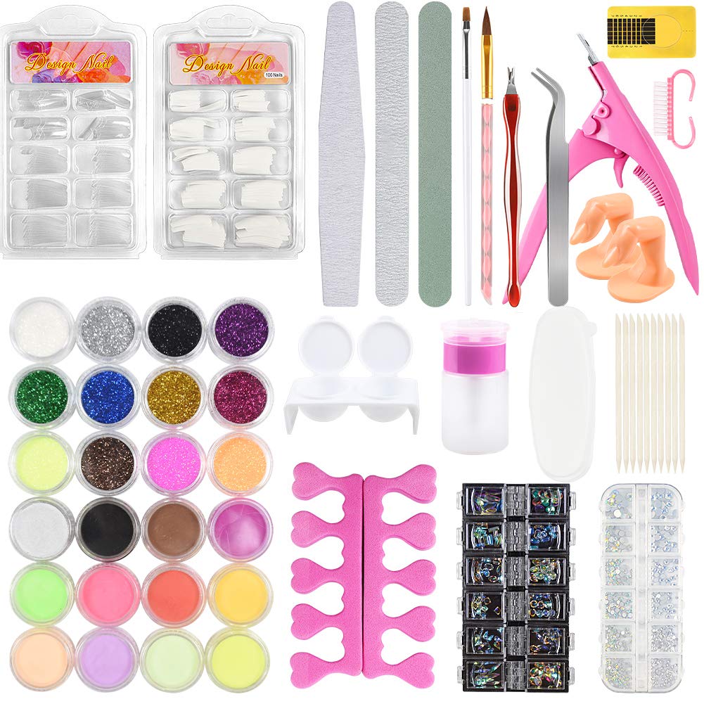 Amazon.com: Acrylic Nail Art Set Acrylic Nail Kit Set Nail Art Tips Gel ...