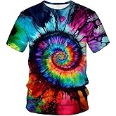 LAOLIUSN Funny Tie Dye T-Shirt Colorful Spiral Theme Tee Shirt