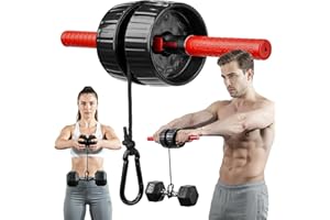 DMoose Fitness Forearm Strengthener & Wrist Roller - 2 in 1 Arm Exerciser with Non-Slip Premium Grip, Durable Nylon Rope - Helps with Elbow Tendonitis, Wrist Recovery & Strength Training (Patented)