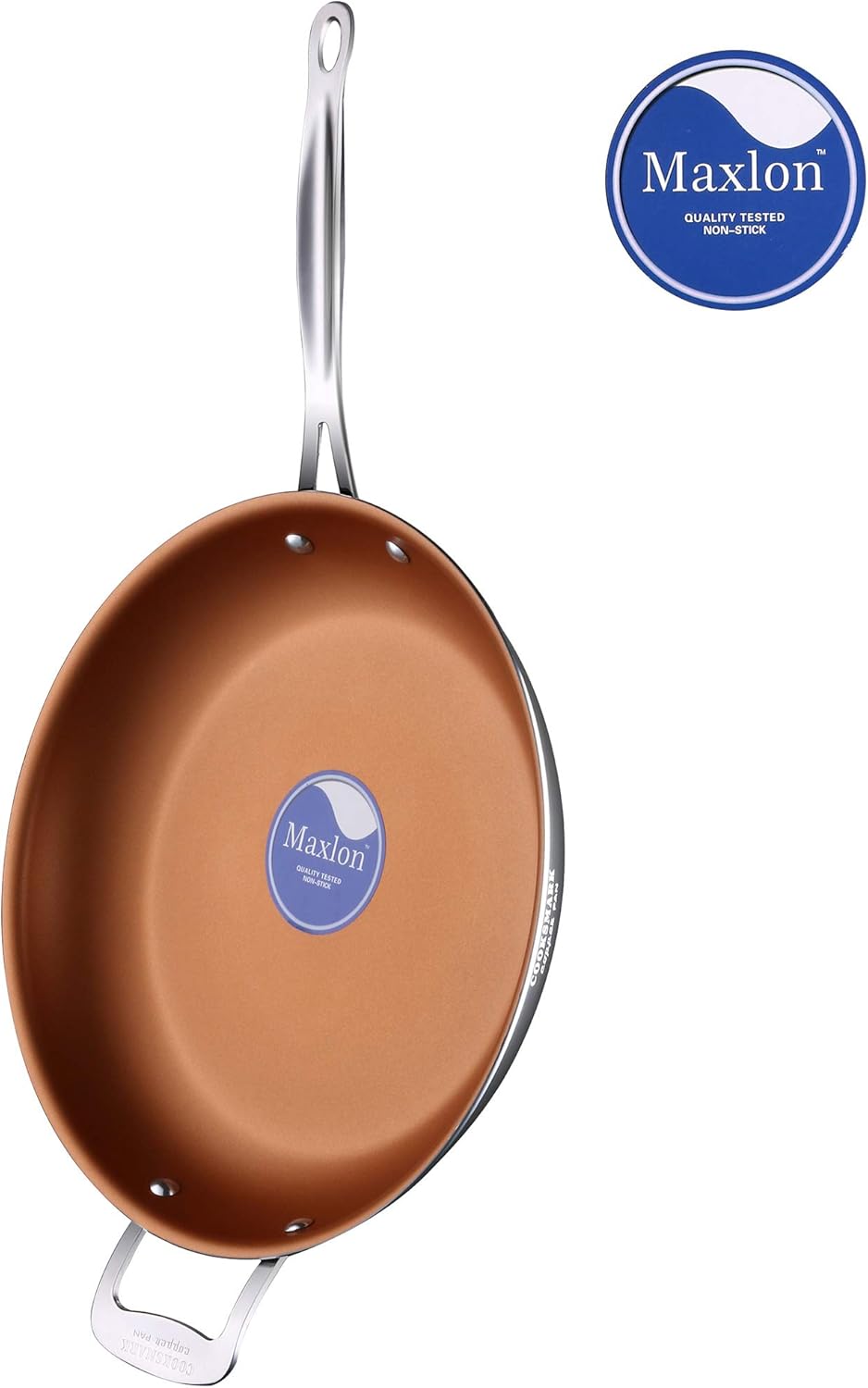 cooper pan 12-Inch Nonstick Induction Compatible Frying Pan with Stainless Steel Handle, Copper Skillet Saute Pan, Dishwasher Safe Oven Safe