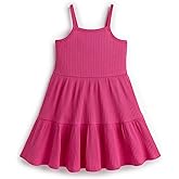 monica + andy Ribbed Spaghetti Strap Dress, 100% Organic Kids Clothes for Girls, Girl Casual Dress