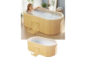 LoMoTive Portable Bathtub Ice Bath Tub - Foldable Collapsible Bathtub for Adult Shower Bathroom Hot SPA Soaking Cold Plunge Tub Freestanding Bathtub 47"Lx22"Wx20"H White