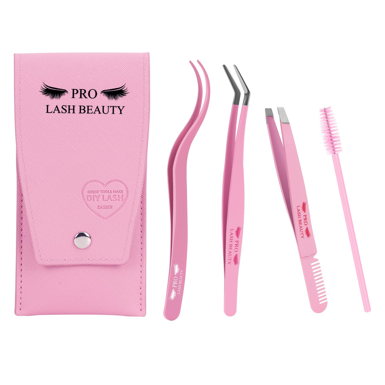 PRO Lash Tweezers Eyelash Applicator for Lash Clusters 3 IN 1 DIY Lash Extension Tweezers Kit Eyelash Tweezers with Lash Brush(3 pcs-02) — image 1