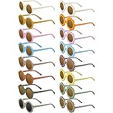 Dunzy 16 Pairs Kids Sunglasses Cute Round Flower Sunglasses Groovy Party Favors for Toddler Girls Boys Beach Party, Aged 3-10