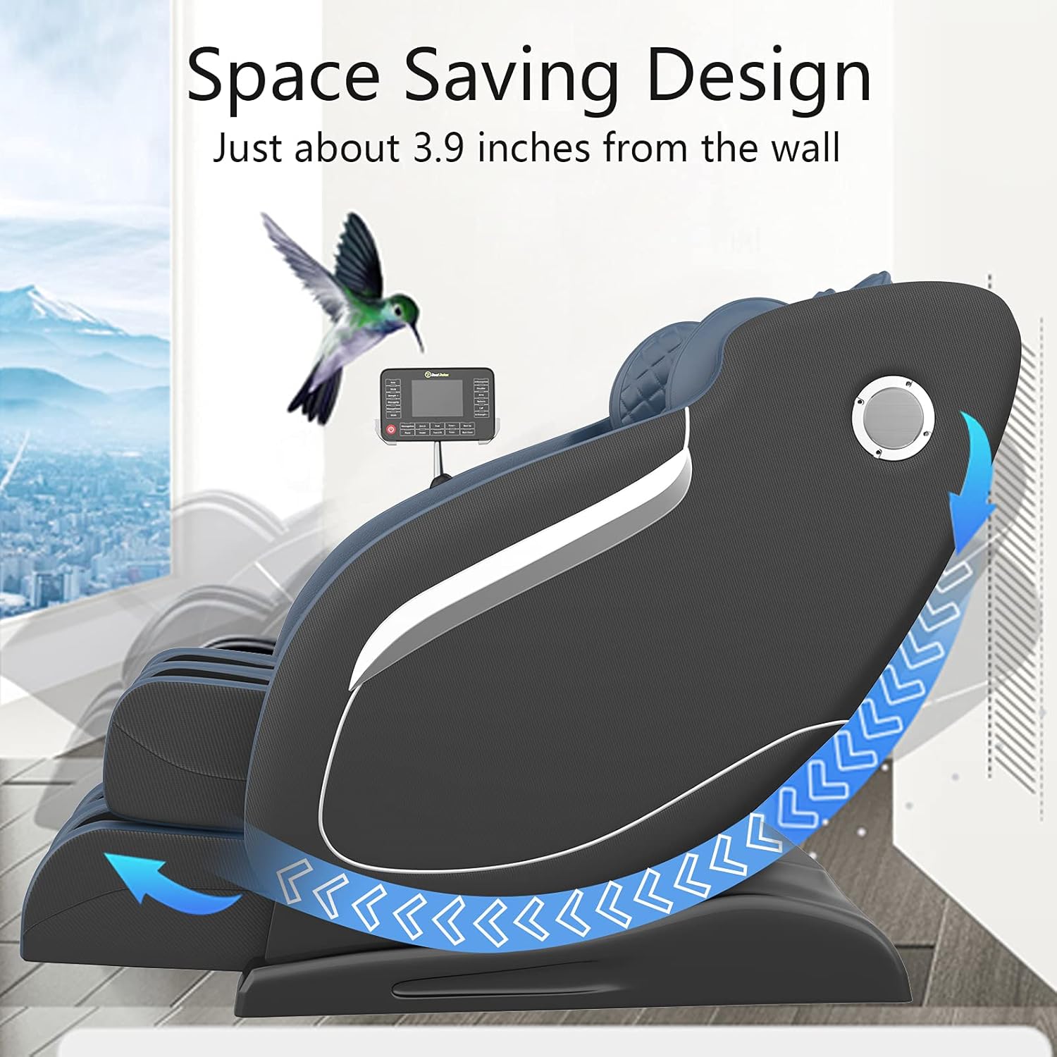 Real Relax 2020 Massage Chair, Thai Yoga Stretch 3D SL-Track Zero Gravity, Full Body Shiatsu Massage Chair with Tap, Bluetooth Heating and Foot Roller Massager (Blue): Furniture & Decor