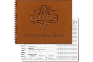 HIGHRAZON Premium Basketball Scorebook, 65 Games 15 Player Slots 13" x 11" Hard Cover Score Keeping Book for Stats, Basketball Score Book for Scorekeeper, Coach, Family, Fan