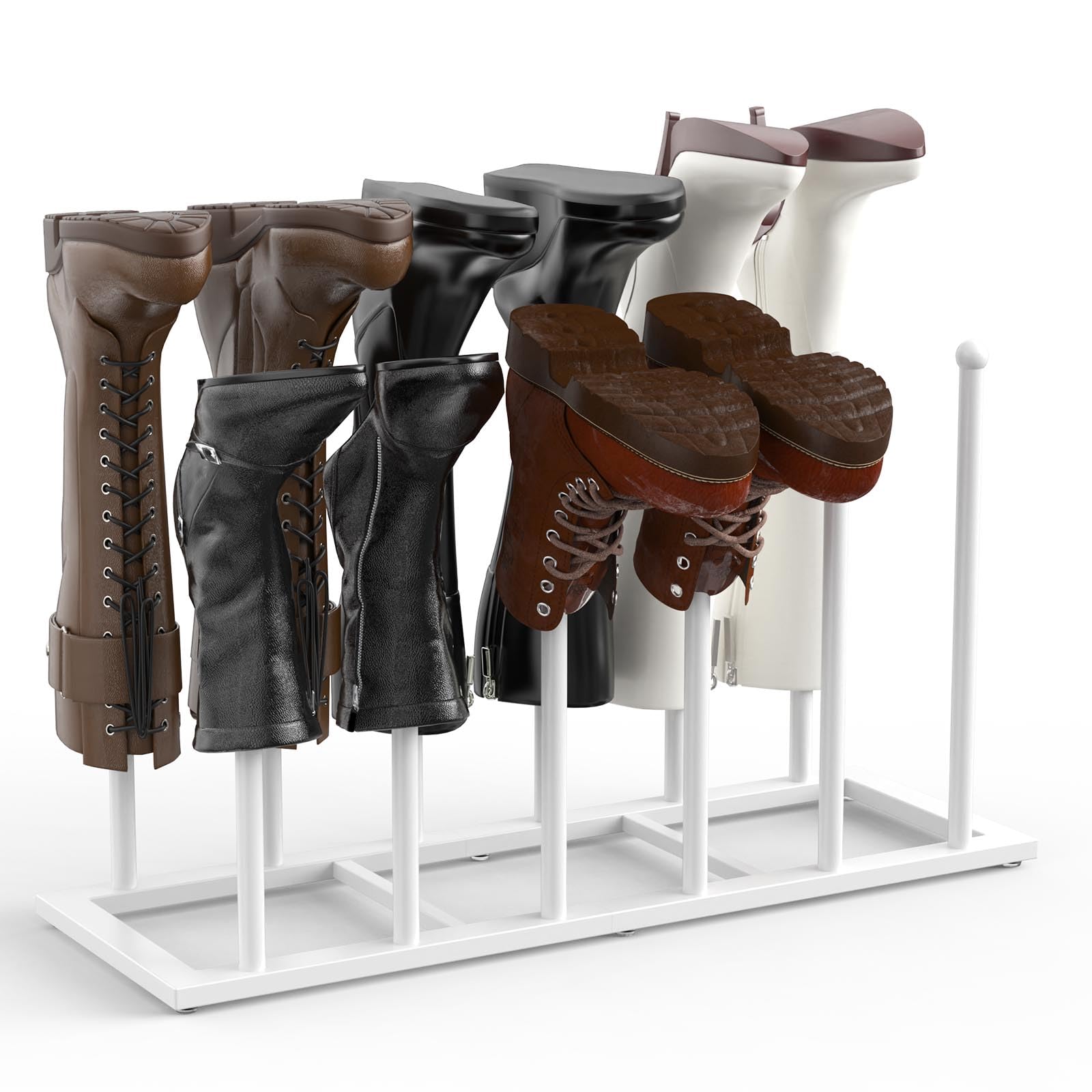 Photo 1 of Boot Rack, 19.5 Inches Boot Rack Organizer Tall Boots, Stainless Steel Boot Storage Holder, Free Standing Boot Racks for 6 Pairs Entryway, Closet, White