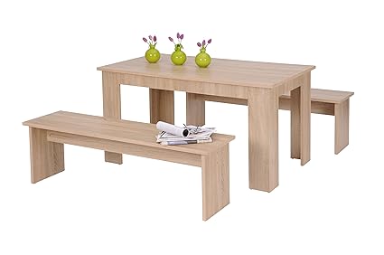 Tischgruppe - Esszimmertisch + 2 Bänke (verschiedene Farben und Größen