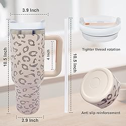 YOUEXPERT 40 oz Leopard Tumbler with Handle and