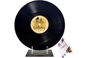 ReeGii Vinyl Record Guest Book for Birthday Decorations - Large 11.6"x11.6" Birthday Party Sign Poster with 12 Pens,Unique Keepsake Gift for Friends and Family (Happy Birthday, Happy Birthday - 01, 11.6"W x 11.6"L)