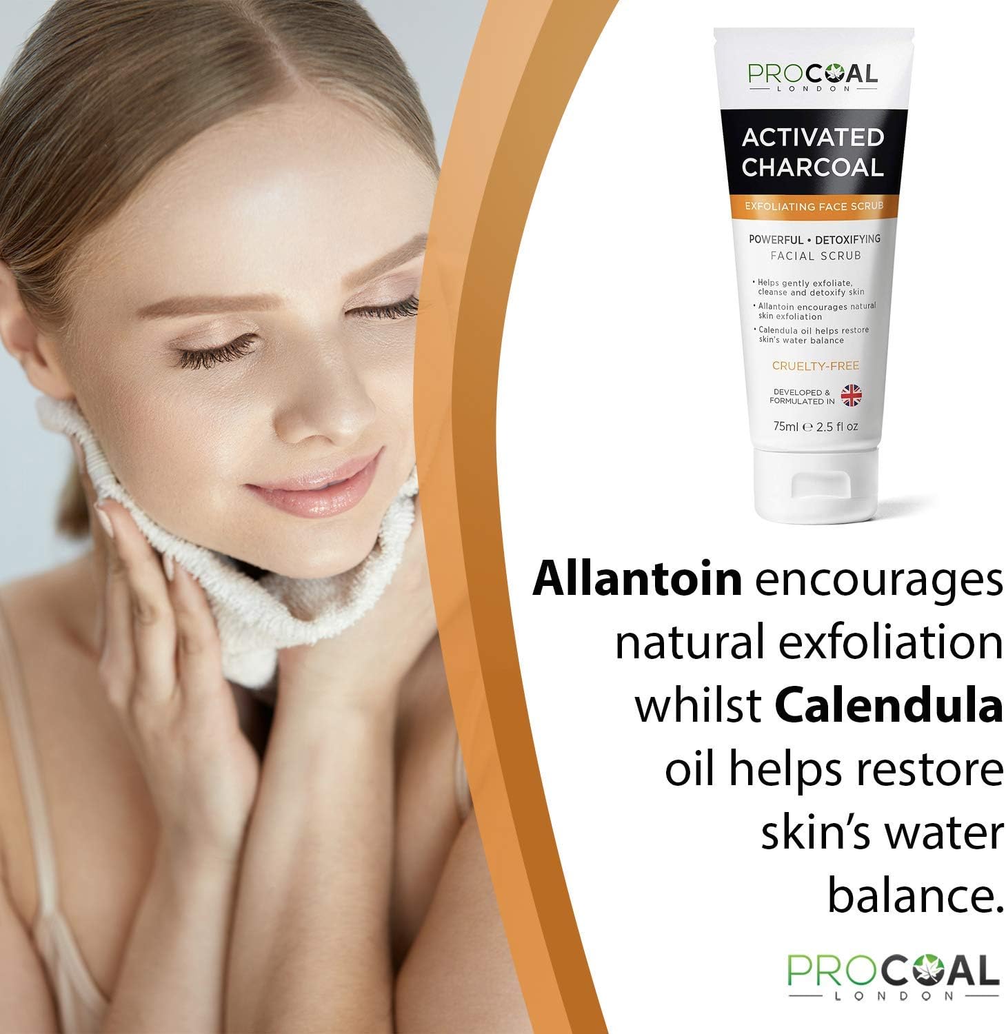 Face Scrub, Premium Exfoliating Charcoal Face Scrub 70ml by PROCOAL, Instantly Reveals Skin's Natural Radiance - Image 5