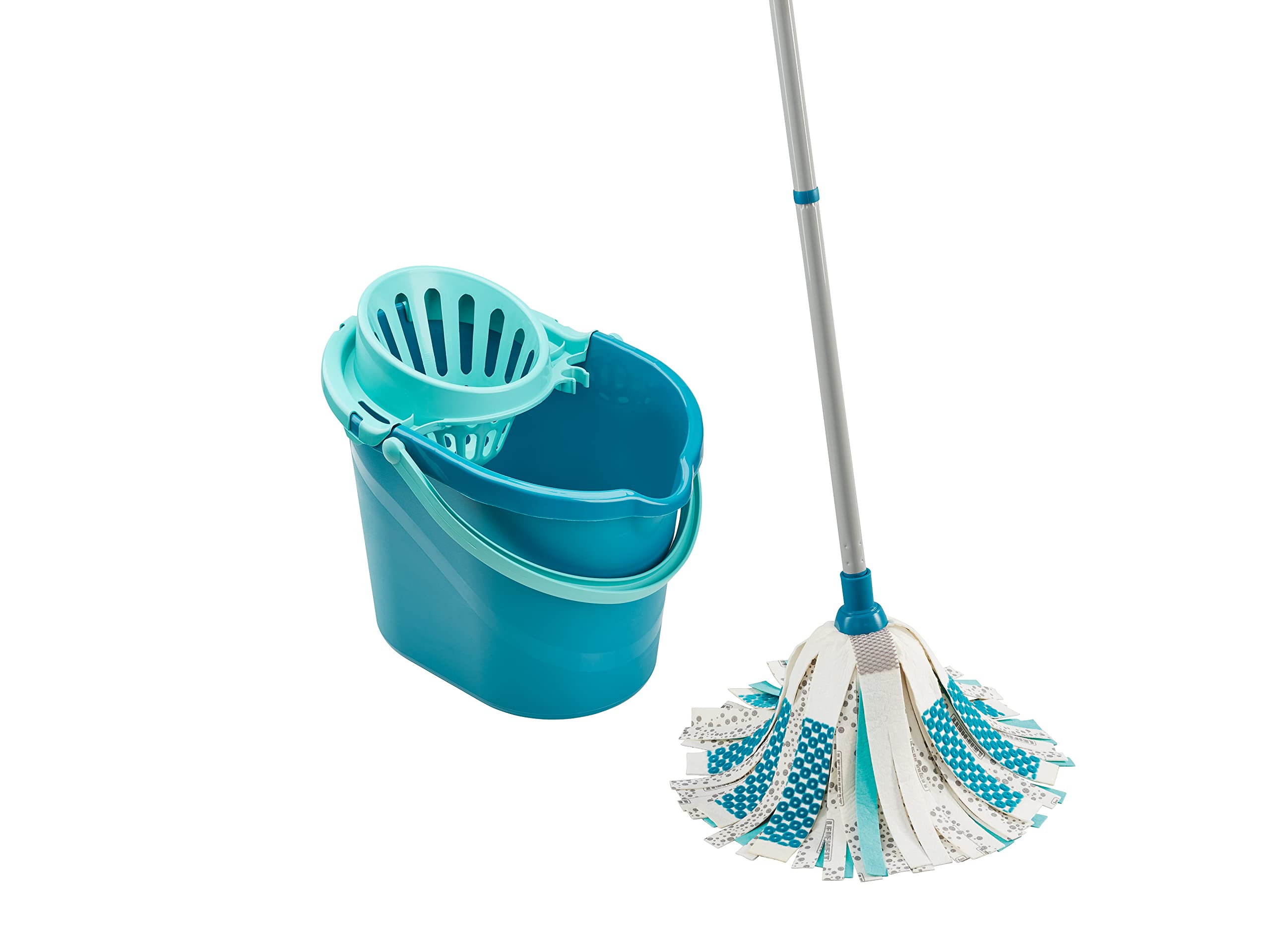 Leifheit Power Mop and Bucket Set, Mop and Wringer, Multi fibre Power scrub, Power pick up, Ultra absorbent micro fibre; Washable at 60° C; 12L Bucket, 120 cm Handle