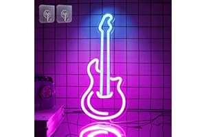 FULLOSUN Guitar Neon Sign, LED Art Wall Decor Light with USB Powered Dimmable, Studio Music Lover Party Bar Bedroom Decoratio