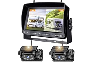 VOONOA 2 Magnetic Wireless Backup Camera with 7'' HD 1080P DVR Monitor System, 15000mAh Rechargeable Waterproof Dual Solar Reverse Camera for Hitch Towing Car Trailer Truck RV VN007