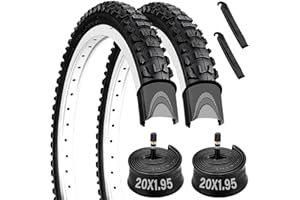 MIDCOS 20 inch Bike Tire, 2 Pack 20x1.95 Bike Tire, 20x1.95 Bike Tire and Tube Set with 2 Tire Levers, 53-406 20x1.95 Folding Bike Tire Compatible with 20x1.90 20 x 1.95 20x2.0 Bike Tires and Tubes