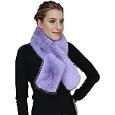 Lina & Lily Long Pile Faux Fur Winter Pull-Through Neck Scarf for Women Soft Fluffy