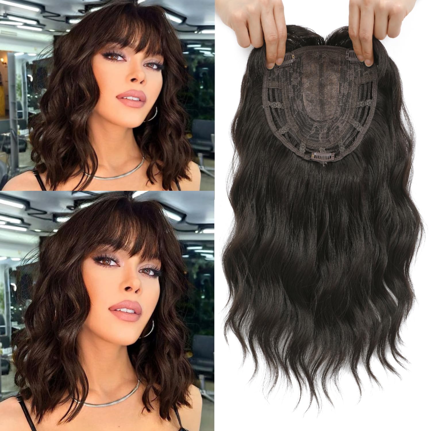 Nexyshe Hair Toppper 14 Inch Hair Toppers for Thinninghair 6.5''X6.5'' Big Base Hairpieces for Women Brown Black Hairextensions — image 1