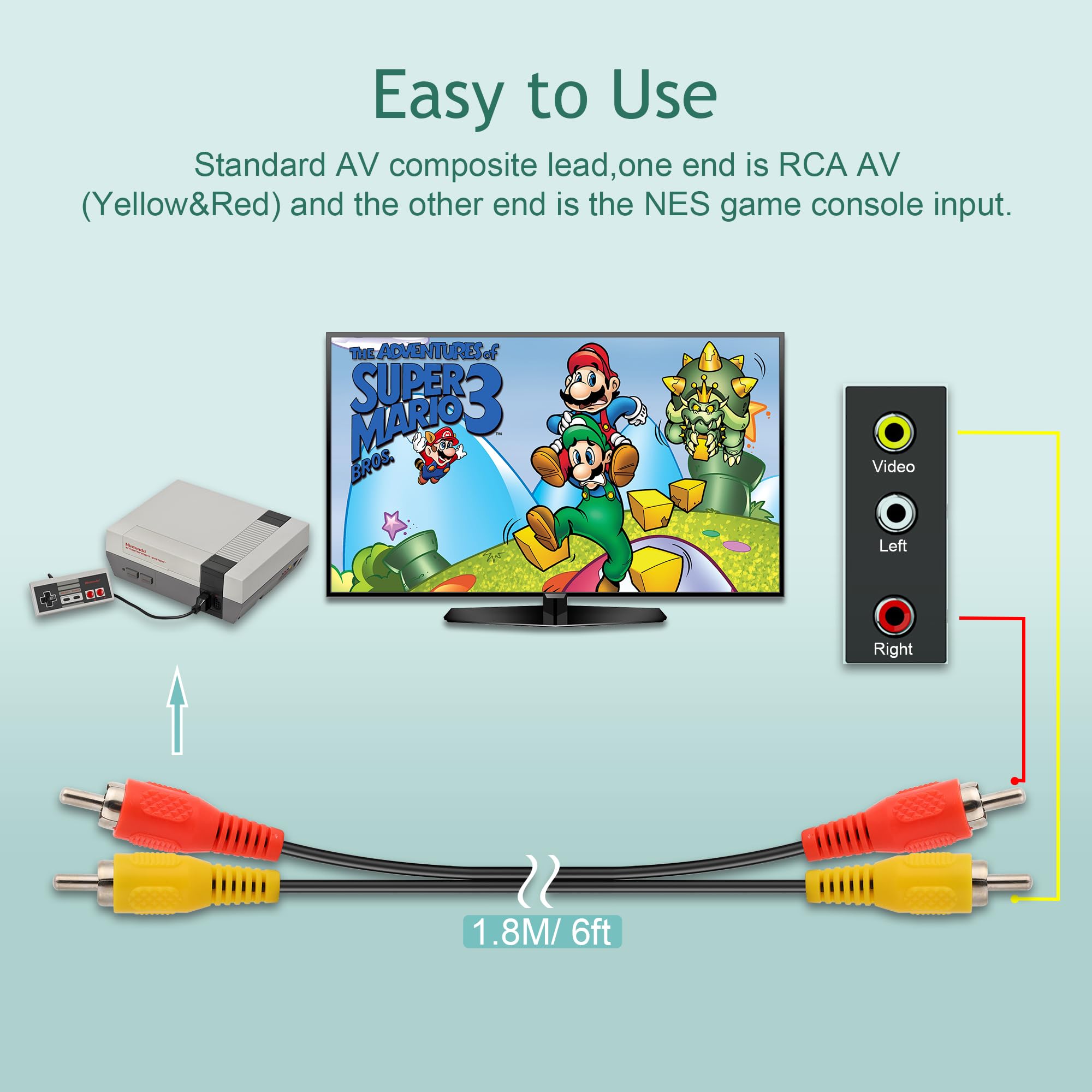 Nintendo Av Output Mua NES Power Supply and AV Cable, AC Power Cord and Audio Video AV ...