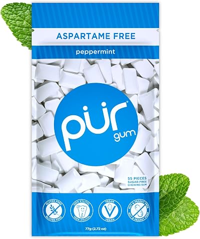 PUR Gum Peppermint Sugar Free Chewing Gum 55 Pieces Xylitol Vegan Keto