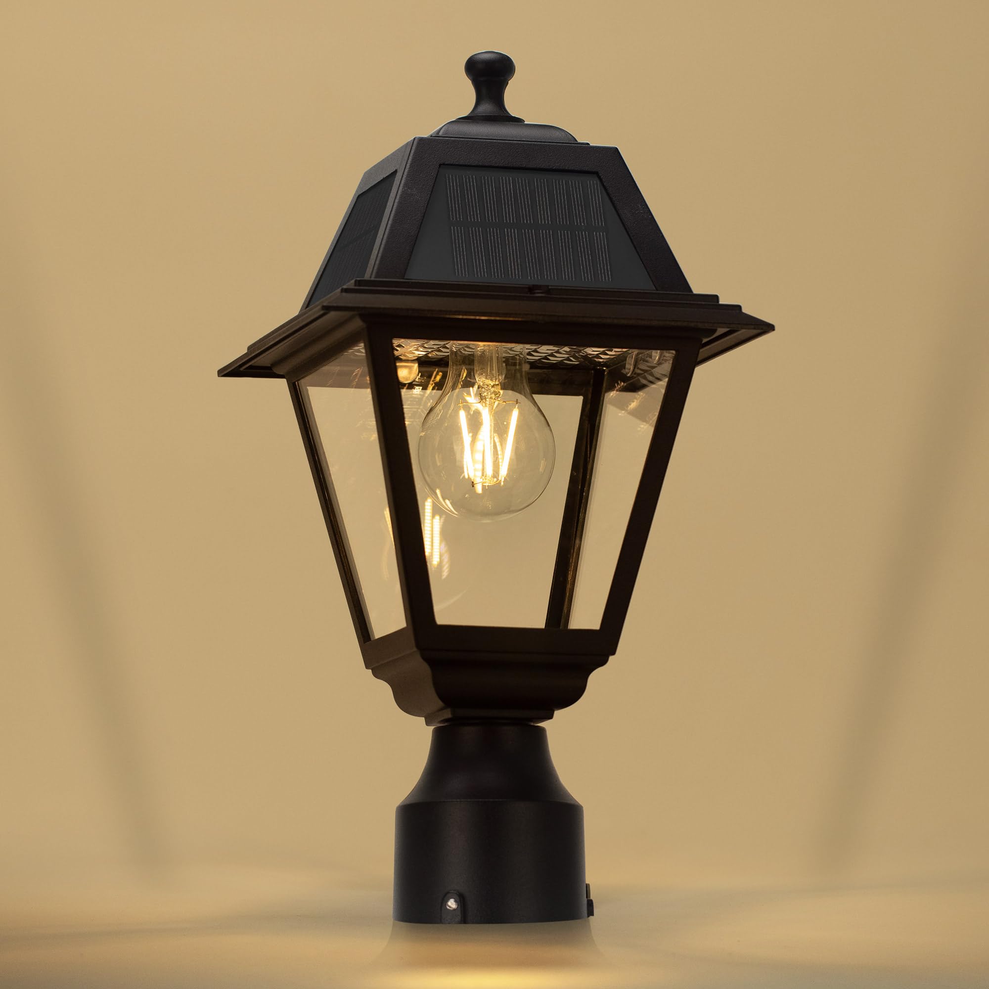 Photo 1 of LUTEC LED Solar Post Light, Cast Aluminum Solar Lamp Post Light,Dusk to Dawn Waterproof Pole Light Head, 200 lumens 3-inch Fitter Base for Outside (Without Base)