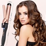 JAETON 38mm Curling Wand Large Ceramic Barrel Adjustable Temperature Dual view 6