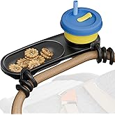 Universal Snack Tray for Stroller, Cup Holder Tray with Flexible Silicone Arm Gripper, Stays in Place Tray Attachment for Tod