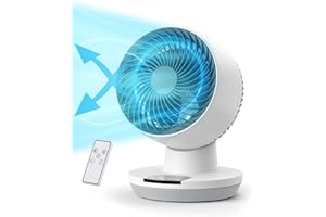 Mirdred Air Circulator Fan, 11 Inch Oscillating Table Fan with LED Display, 70ft Powerful Airflow, 120° Adjustable Tilt, 8H Timer, 3 Speeds, Quiet Desk Fan for Living Room, Office, Home