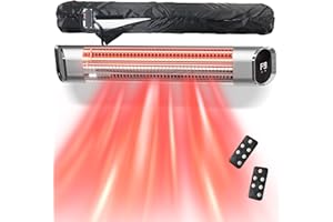 DANLUKE Outdoor Heater for Patio, 24H Timer, IP65 Waterproof, Infrared Electric Patio Heater,9 Levels Heating Touchscreen With Remote Electric heater,Restaurant Backyard,1500W