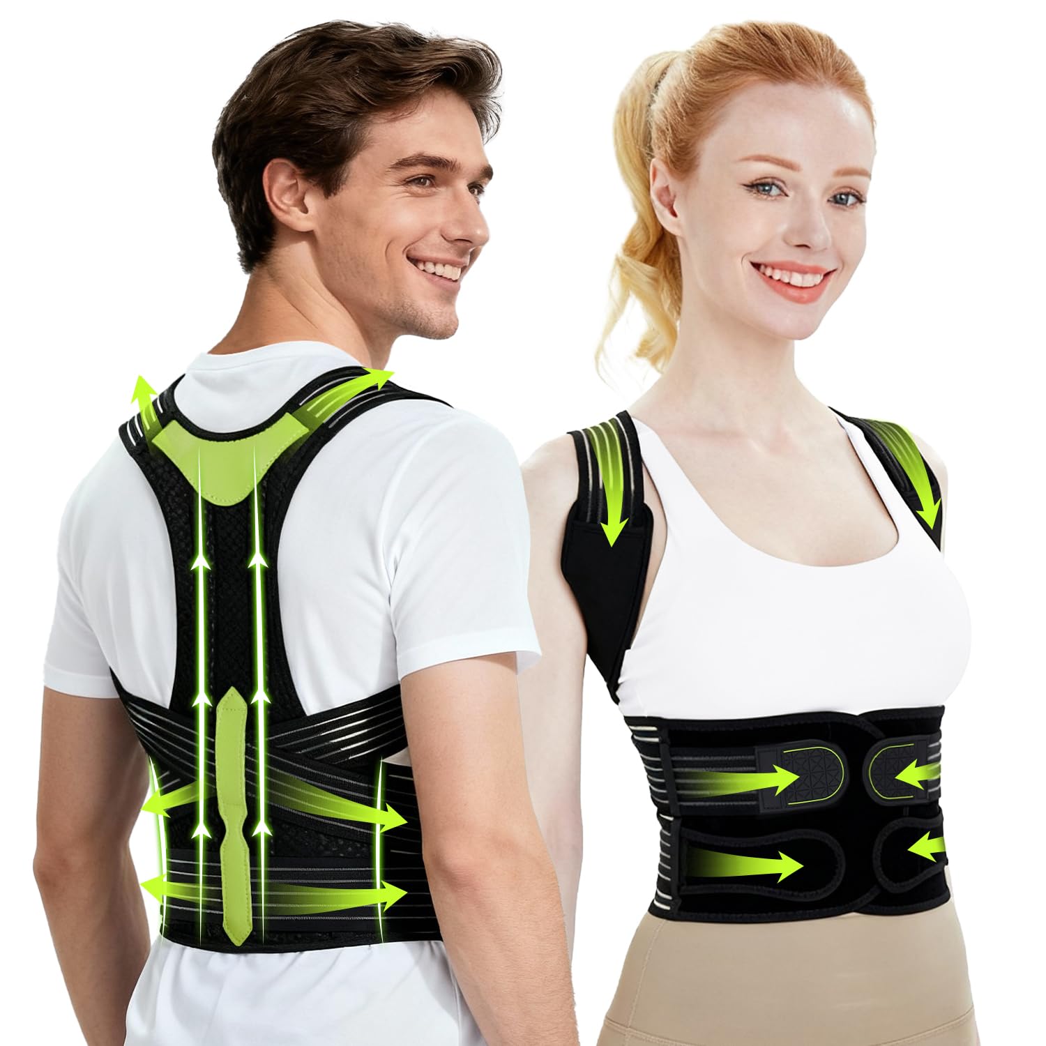 Photo 1 of Posture Corrector for Women and Men, Invisible Full Back Support Brace with Enhanced Breathable Mesh, Shoulder Straightener for Back & Neck Pain Relief, Scoliosis & Posture Improvement, Large