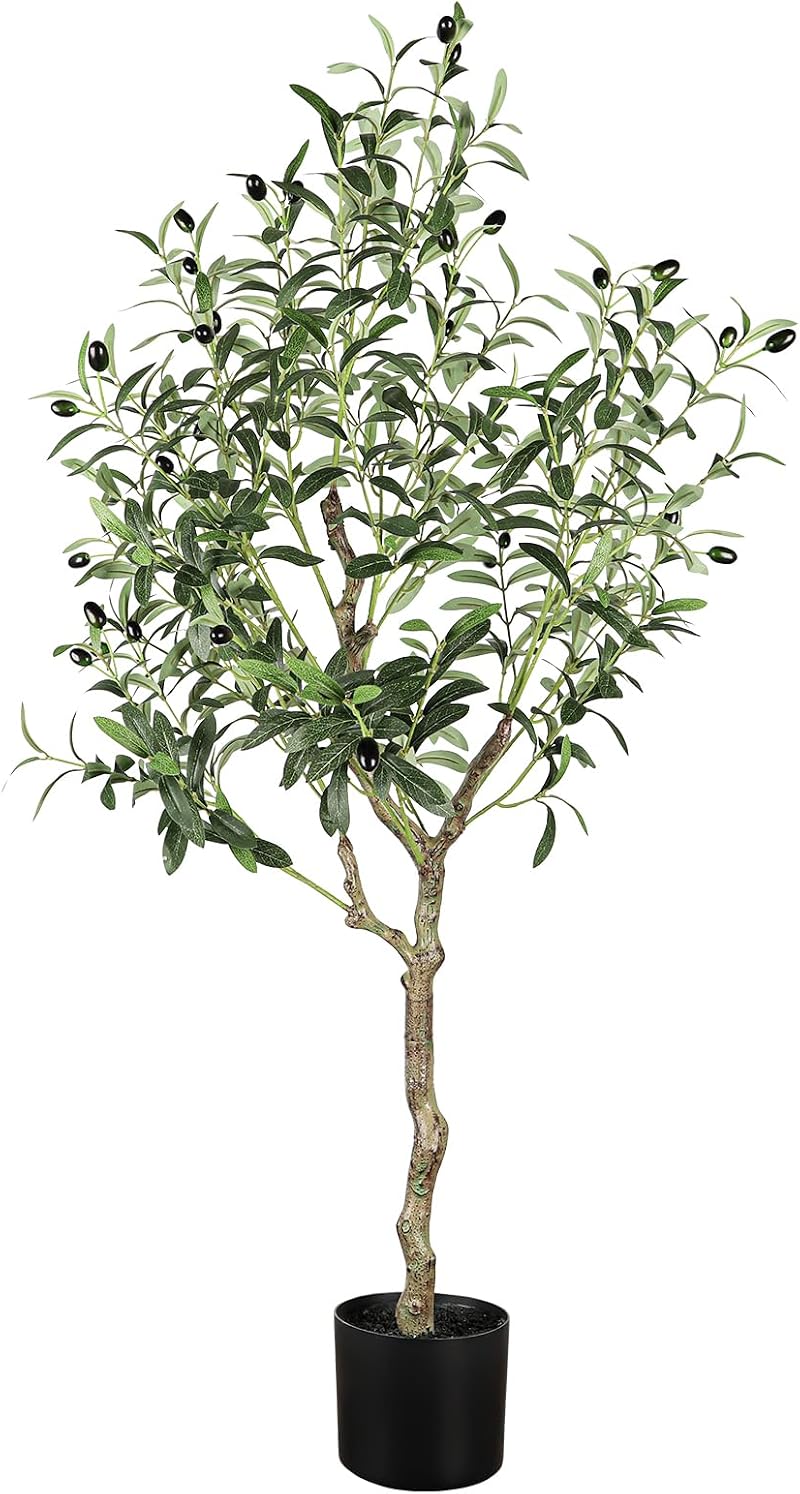 YOLEO 4FT Artificial Olive Tree Tall Faux Silk Olive Plant Home Office Decor