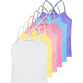 Haysandy 6 Pcs Girls Dance Tank Tops Sleeveless Spaghetti Strap Camisole Racerback Crop Tops Dance Camis Clothes for Kids