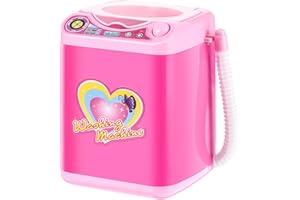 Hsei Mini Toy Washing Machine Makeup Brush Cleaner Plastic Electric Automatic Washing Machine Sponge Cleaning Toy for Girls Ladies