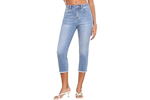 SIDEFEEL Women Capri Jeans Stretchy Straight Leg Denim Pants