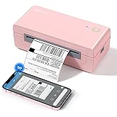 Gloryang Bluetooth Thermal Shipping Label Printer, 4X6 Inkless Label Machine for iOS, Android, Laptop, Wireless Printer for Small Business, Compatible with Amazon, UPS, Shopify, Pink