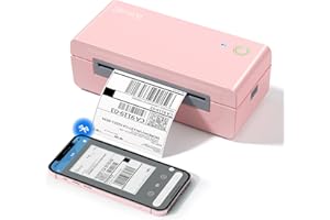 Gloryang Bluetooth Thermal Shipping Label Printer, 4X6 Inkless Label Machine for iOS, Android, Laptop, Wireless Printer for Small Business, Compatible with Amazon, UPS, Shopify, Pink