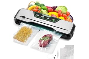 Automatic Food Vacuum Sealer Machine | Beelicious Pro 80KPa 8-In-1 Food Vacuum Saver with Starter Kits | 15 Bags, Pulse Function, Moist&Dry Mode and External VAC for Jars and Containers