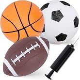 Shindel 3 Pcs Sports Balls, with Air Pump | 5 Inch Soccer Ball, Basketball and 7 Inch Football, Party Favors for Kids, Classroom Prize, Holiday Goodies Bags stuffers
