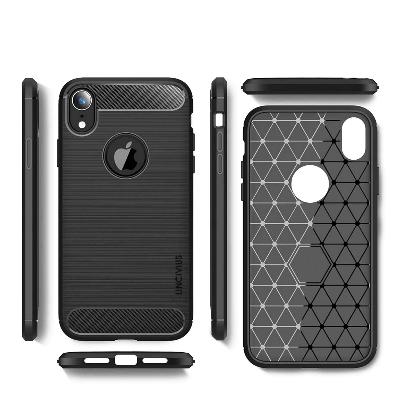 LINCIVIUS  Coque Apple iPhone XR [TPU Brushed Carbone] Protection Coque Carbon iphone XR Housse Etui Accessoires Silicone Souple Hybride Design Anti Choc