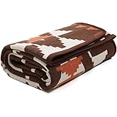 ACUSHLA Merino Wool Camp Blanket - Soft Warm Thick Washable Large Bed Couch Outdoor Camping Sleeping Travel Throw Blanket All Weather, Aztec Brown 79X63