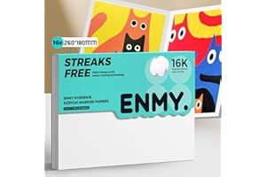 ENMY Carnet de croquis en acrylique, 25,4 x 17,8 cm, papier marqueur anti-bavure, carnet de croquis épais de 63,5 kg/300 g/m²