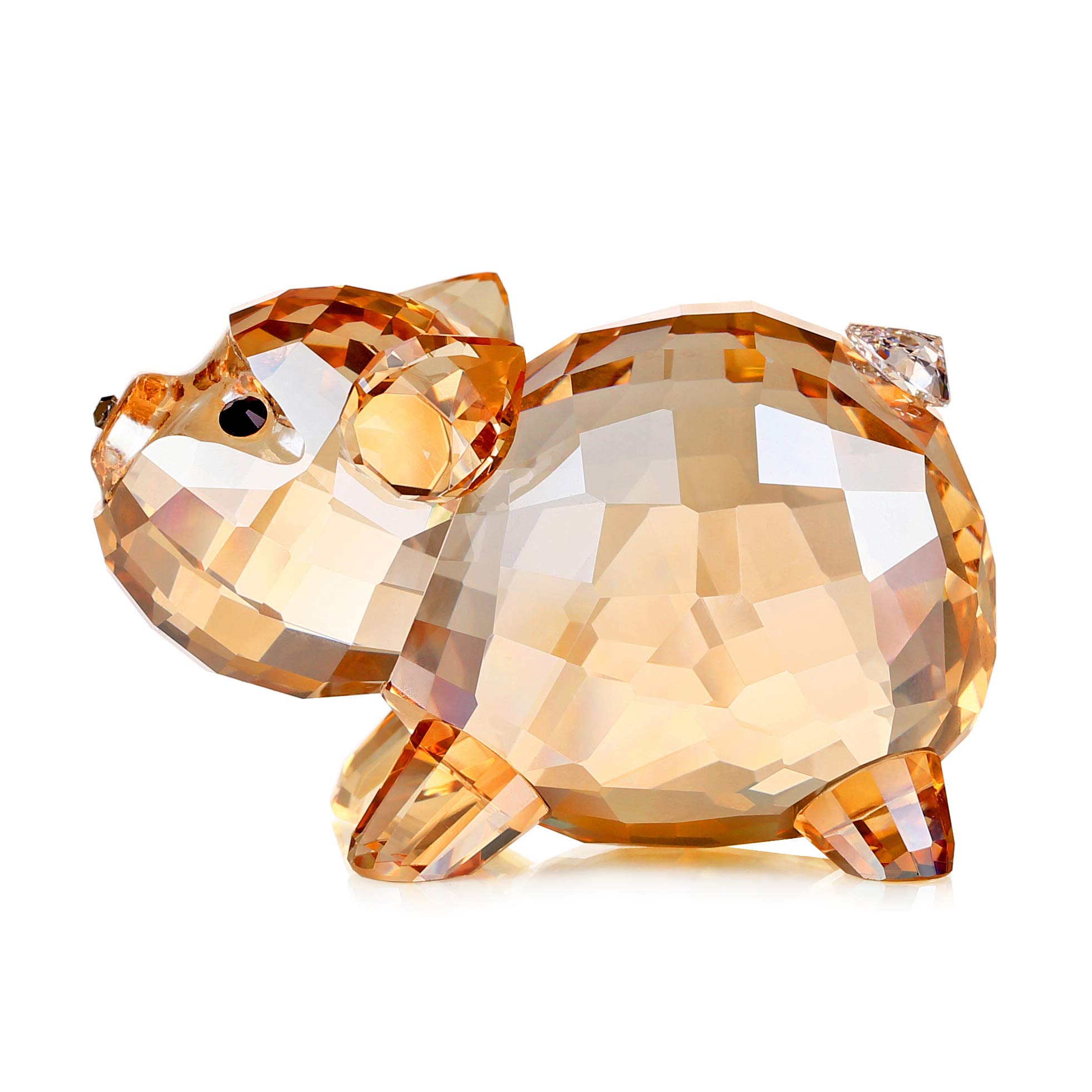 Crystal Pig Zodiac Animal Lovely Cute Piggy Craft Decorations for Home Ornaments Collectible Gifts (Gold)