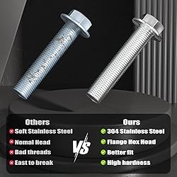 VGBUY M8-1.25 x 30mm Flanged Hex Head Bolts,304