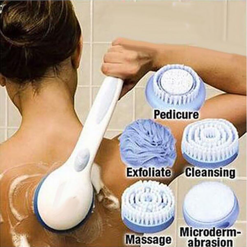 6Pcs/Set SPA Electric Massage Bath Brush Long Handle Body Clean Brush Creative Automatic Dead Skin Cleaning Brush