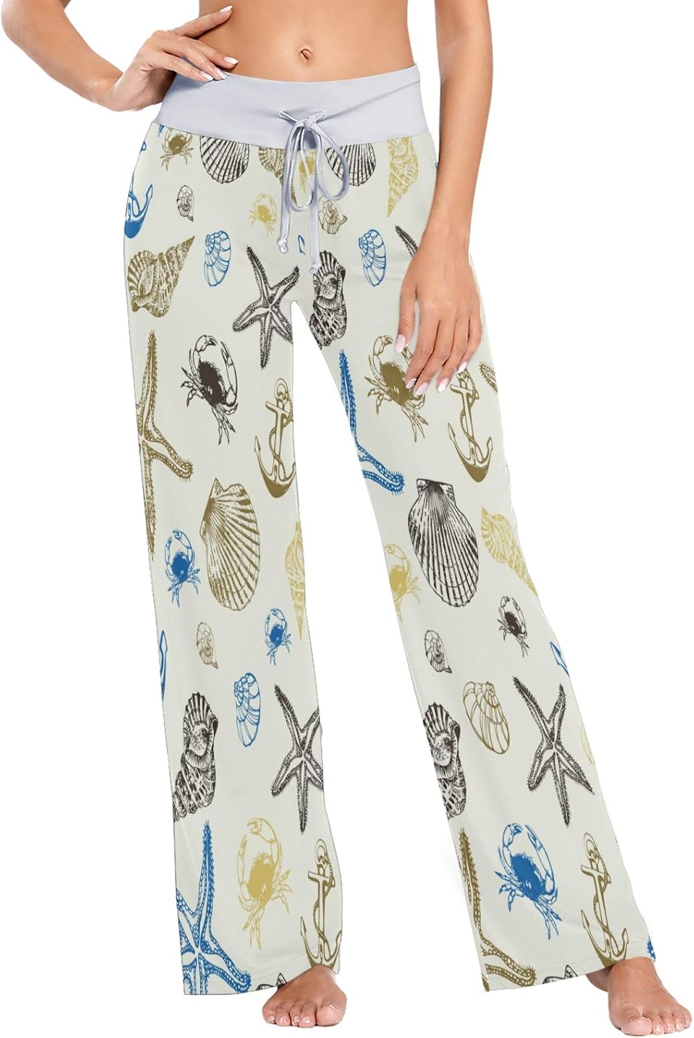 N/A¡± Pajama Loose Pants for Women Starfish Shell Beach with Drawstring