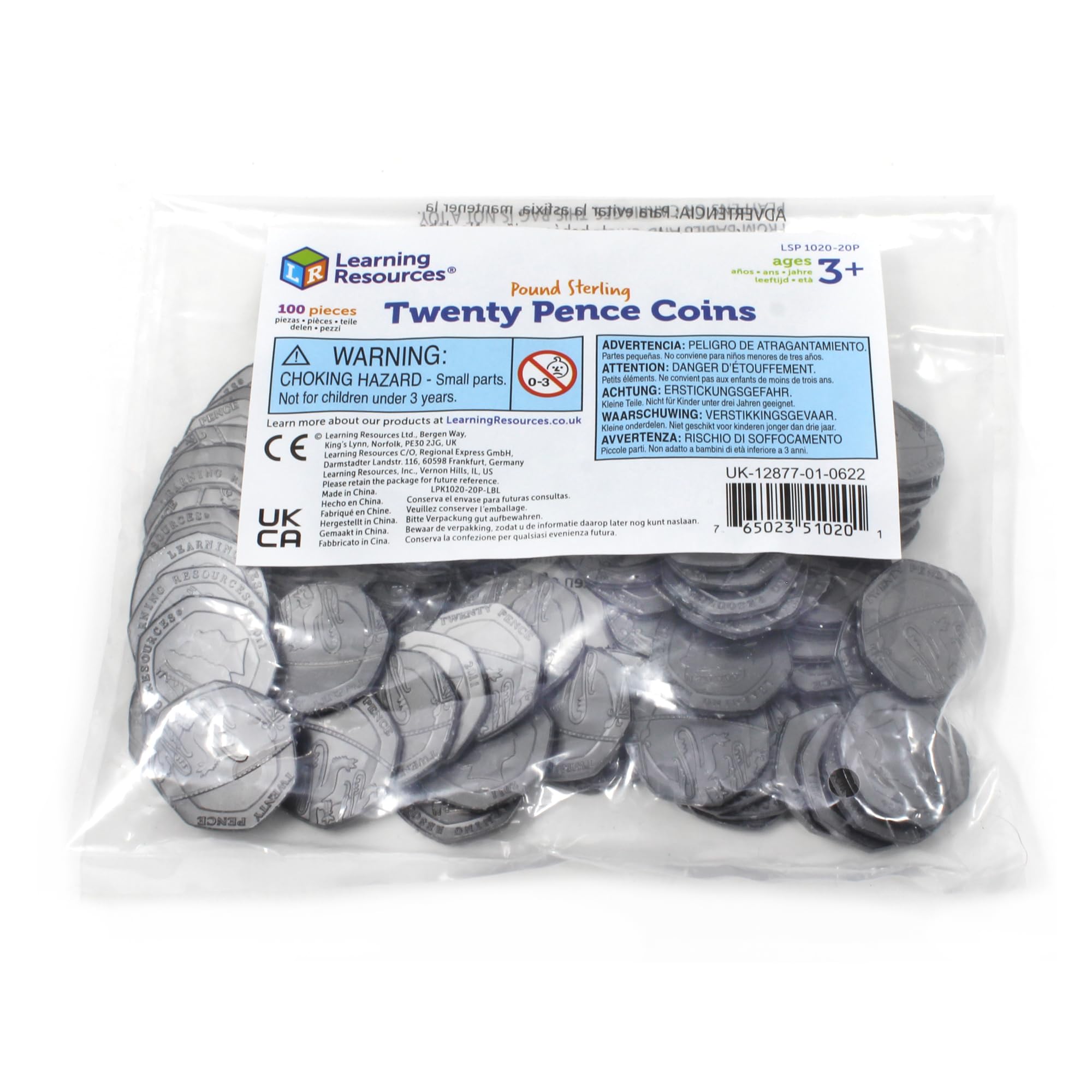 Learning Resources Twenty Pence Coins, Set of 100